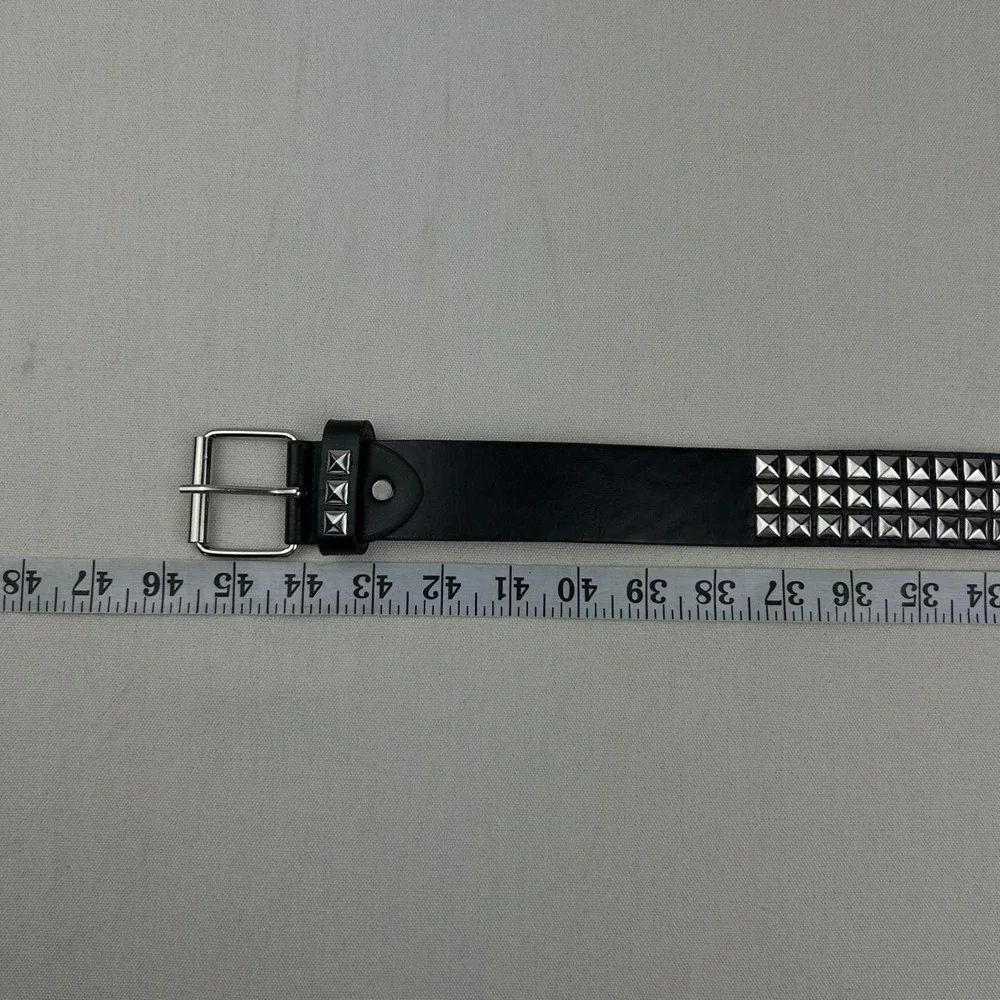 Vintage Y2K black and silver studded punk cyber grunge belt embellished
